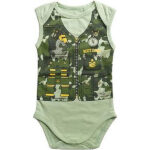 Babyromper Boot Camp van Fun2Wear met stoere legerprint en fotoprint van vestdetails.