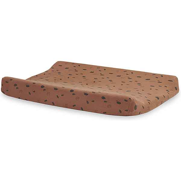 Jollein aankleedkussenhoes Spot Caramel van zachte jersey met stippenprint voor comfortabel verschonen