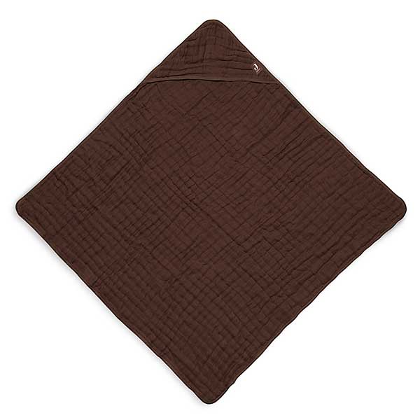 Jollein badcape hydrofiel Wrinkled Chestnut 75 x 75 cm met capuchon van zacht katoen
