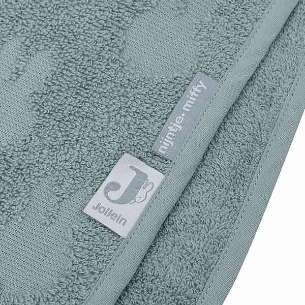 Jollein x Nijntje badponcho sea green van badstof met capuchon en jacquard Nijntje patroon
