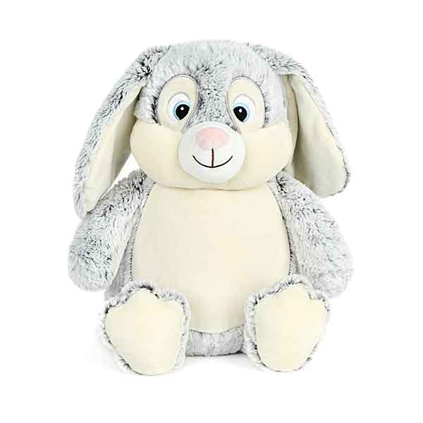 Grijze knuffel Clovis Brampton van Cubbies met blauwe ogen slappe oren en zachte vacht