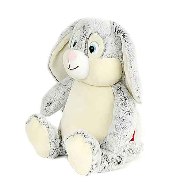 Grijze knuffel Clovis Brampton van Cubbies met blauwe ogen slappe oren en zachte vacht