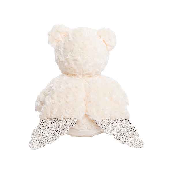 Crèmewitte Guardian Bear knuffel van Cubbies met zachte vacht grote vleugels en gesloten ogen