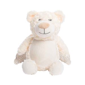 Crèmewitte Guardian Bear knuffel van Cubbies met zachte vacht grote vleugels en gesloten ogen