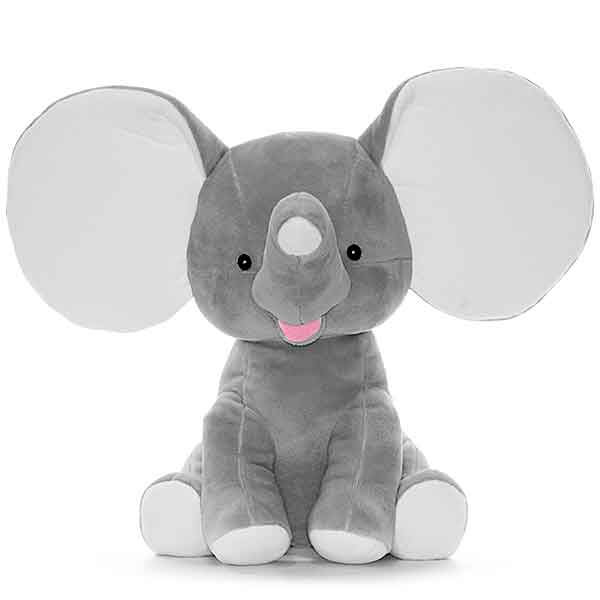 Grijze Dumble olifant knuffel van Cubbies met grote oren slurf en zachte uitstraling