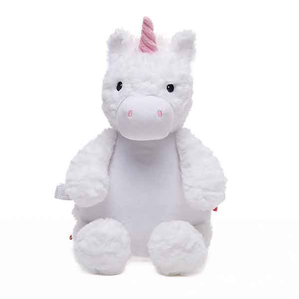 Starflower eenhoorn knuffel van Cubbies met wit lichaam zachte vacht en roze hoorn in baby ontwerp