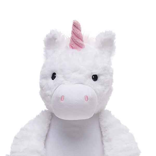 Starflower eenhoorn knuffel van Cubbies met wit lichaam zachte vacht en roze hoorn in baby ontwerp