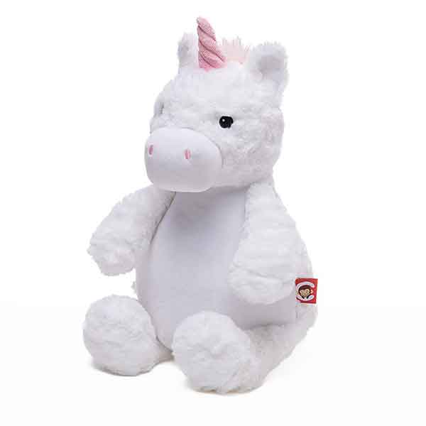 Starflower eenhoorn knuffel van Cubbies met wit lichaam zachte vacht en roze hoorn in baby ontwerp