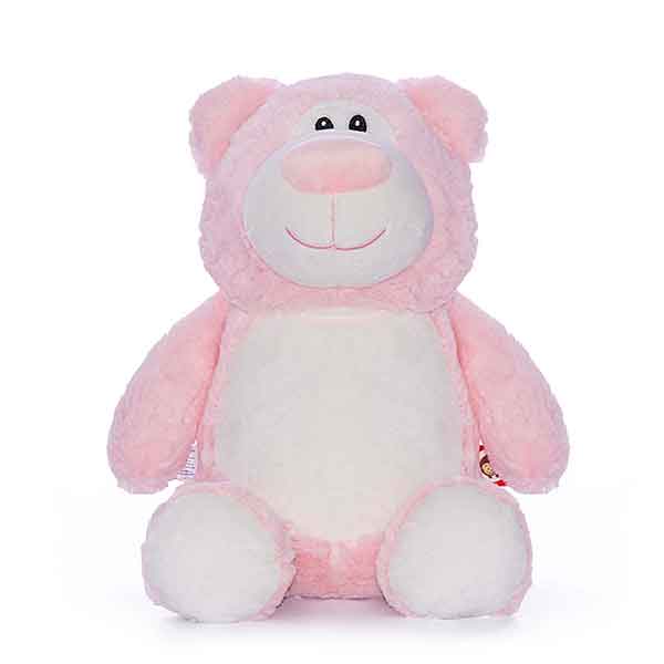 Roze teddybeer van Cubbies met wit buikje zachte vacht en vriendelijke uitstraling