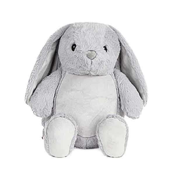 Gracie bunny knuffel van Cubbies met donzig grijs lichaam lichtgrijze buik en zachte konijnenoren