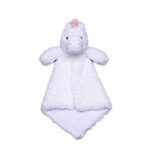 Eenhoorn Luvie Starflower van Cubbies met wit donzig lichaam roze hoorn en zachte babyveiligheidsdeken