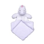 Eenhoorn Luvie Starflower van Cubbies met wit donzig lichaam roze hoorn en zachte babyveiligheidsdeken