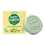Happy Earth shampoo bar volume and shine in plasticvrije vaste vorm