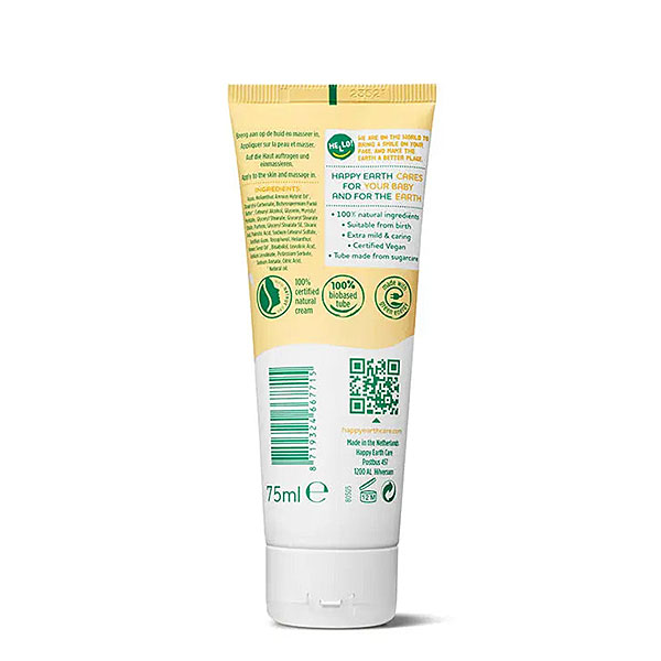 Happy Earth voedende crème voor baby’s en kinderen in biobased tube