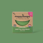 Aloë Vera Love Conditioner Bar van HappySoaps in groene uitvoering met kartonnen verpakking.
