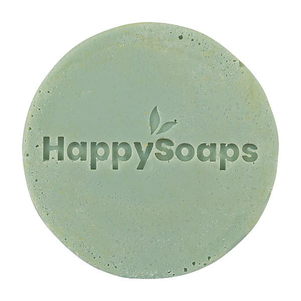 Aloë Vera Love Conditioner Bar van HappySoaps in groene uitvoering met kartonnen verpakking.