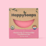 Roze Melon Power Conditioner Bar van HappySoaps met kartonnen verpakking.