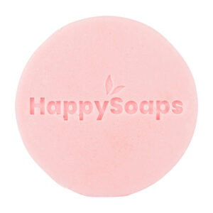 Roze HappySoaps Tender Rose Conditioner Bar naast de verpakking