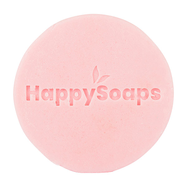 Roze HappySoaps Tender Rose Conditioner Bar naast de verpakking