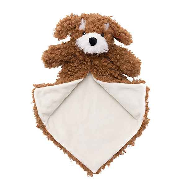 Luvie Dreuzel Buggle van Cubbies is een zachte babyveiligheidsdeken met hondje. Handgemaakt, wasbaar en veilig voor baby’s.