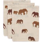 Jollein hydrofiele washandjes Savannah met olifantenprint in natureltint