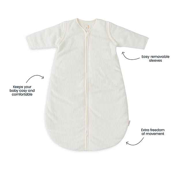 Baby winterslaapzak rib met afritsbare mouwen 60 cm geschikt voor 0 tot 3 maanden