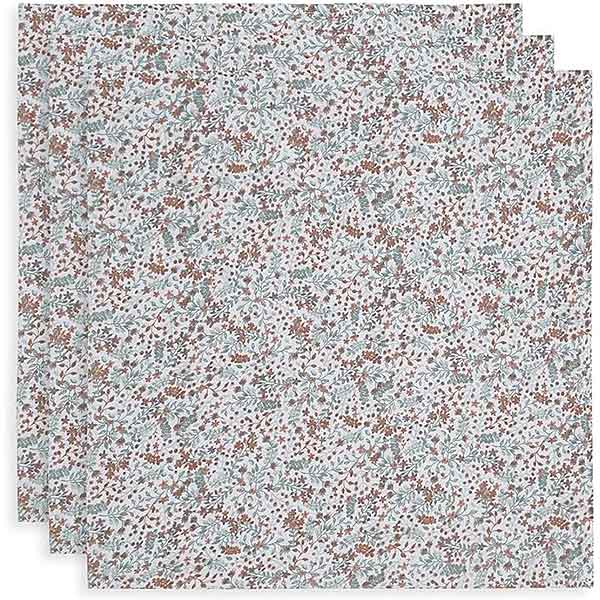Hydrofiele multidoeken Bloom van Jollein 70 x 70 cm met zachte bloemenprint. Zacht absorberend en multifunctioneel voor babyverzorging thuis en onderweg.
