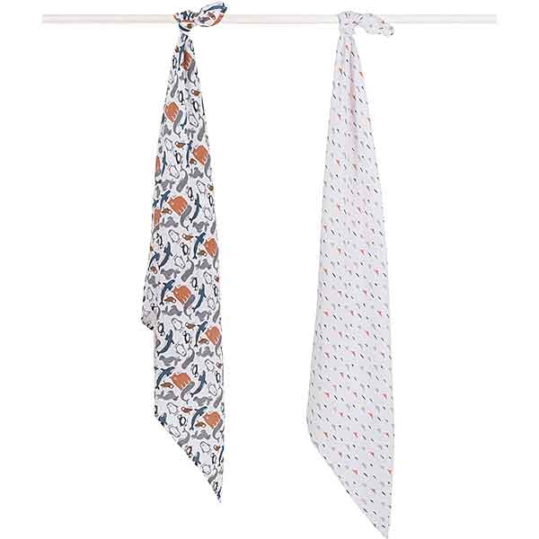 Hydrofiele multidoeken XL Polar van Jollein met pooldieren print. Zacht absorberend en multifunctioneel voor inbakeren badderen en onderweg. Set van 2