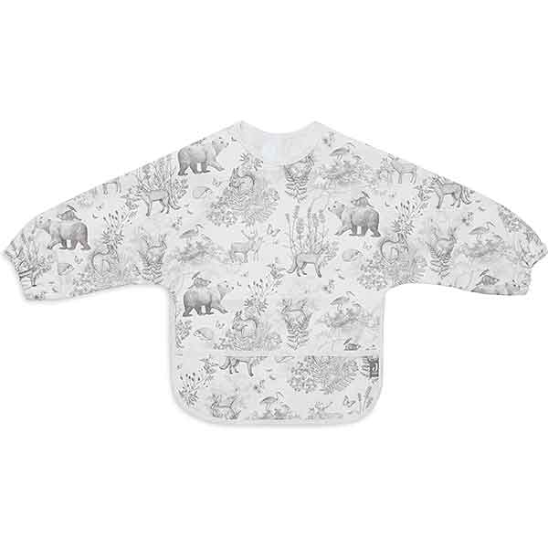 Waterproof slab met mouw Pimpelmees Forest Animals van Jollein met bosdieren print en opvangbakje