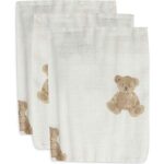 Hydrofiele washandjes Teddy Bear Ivory met zachte beertjesprint van Jollein