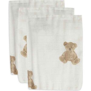 Hydrofiele washandjes Teddy Bear Ivory met zachte beertjesprint van Jollein