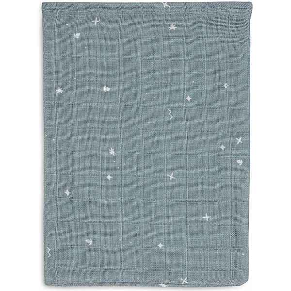 Hydrofiele washandjes Twinkling Sea Green van Jollein in sea green kleur met subtiele sterren print gemaakt van zachte hydrofiele stof