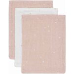 Hydrofiele washandjes Twinkling Wild Rose van Jollein in wild rose kleur met subtiele sterren print van zachte hydrofiele stof