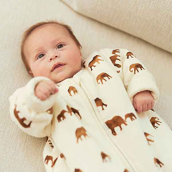 Jollein winterslaapzak Savannah 90 cm met afritsbare mouwen en olifantenprint