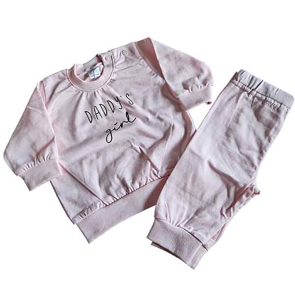 Baby pyjama Daddy’s girl van Little Adventure in roze kleur met lange mouwen en zachte comfortabele stof