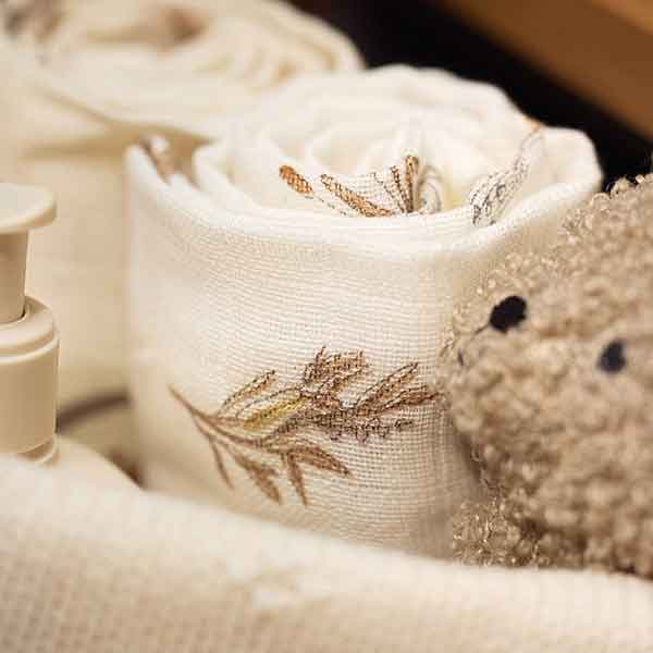 Hydrofiele multidoeken Riverside van Jollein 70 x 70 cm set van drie met eendjes en konijntjes print