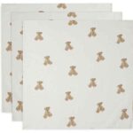 Hydrofiele multidoeken Teddy Bear van Jollein 70 x 70 cm set van drie met ivory ondergrond en beertjes print