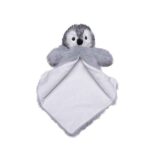 Pinguïn Luvie Pingi van Cubbies met pluizig grijs lichaam zachte vacht en babyveiligheidsdeken