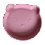 Poederroze siliconen babybordje met zuignap in beervorm van Rammelaartje