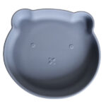 Grijsblauw siliconen babybordje met zuignap in beervorm van Rammelaartje