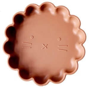 Roestkleurig siliconen leeuwenbord met zuignap van Rammelaartje