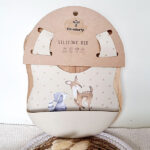 Beige siliconen slabber met dierenprint en opvangbakje van Rammelaartje