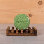 groene Happysoaps shampoo bar aloë vera rond model plasticvrij