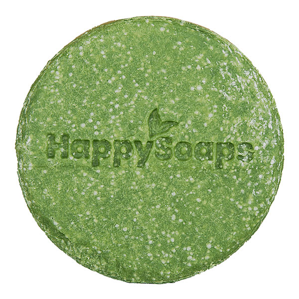 groene Happysoaps shampoo bar aloë vera rond model plasticvrij
