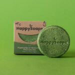 groene Happysoaps shampoo bar aloë vera rond model plasticvrij