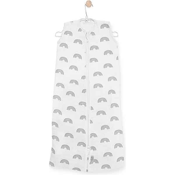 Hydrofiele babyslaapzak met grijze regenboogprint van Jollein maat 90 cm in katoen