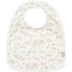 Waterproof baby slab Animals print olive green met klittenbandsluiting