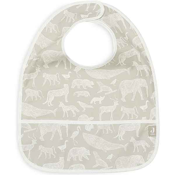 Waterproof baby slab Animals print olive green met klittenbandsluiting