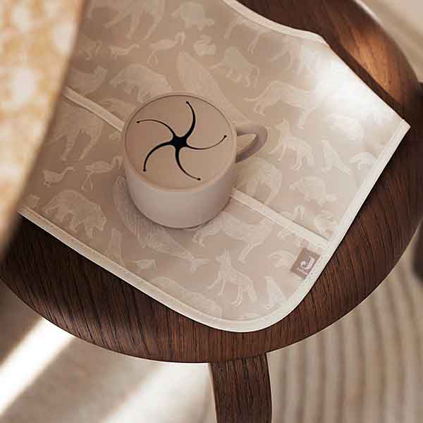 Waterproof baby slab Animals print olive green met klittenbandsluiting