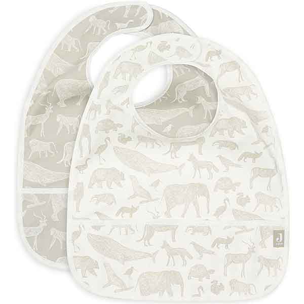 Waterproof baby slab Animals print olive green met klittenbandsluiting